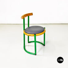 Carica l'immagine nel visualizzatore di Gallery, Green metal, wood and grey faux leather chair by Tito Agnoli, 1960s