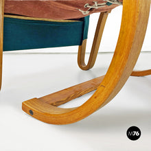画像をギャラリービューアに読み込む, Curved solid wood and fabric armchair by Danber, 1960s