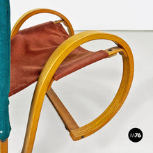 画像をギャラリービューアに読み込む, Curved solid wood and fabric armchair by Danber, 1960s