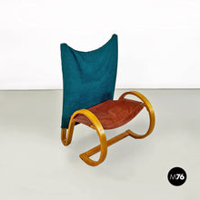 画像をギャラリービューアに読み込む, Curved solid wood and fabric armchair by Danber, 1960s