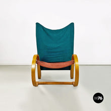 画像をギャラリービューアに読み込む, Curved solid wood and fabric armchair by Danber, 1960s
