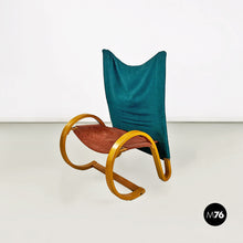 画像をギャラリービューアに読み込む, Curved solid wood and fabric armchair by Danber, 1960s