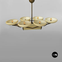 将图片加载到图库查看器,Chandelier in brass and glass, 1930s
