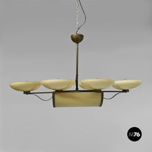 将图片加载到图库查看器,Chandelier in brass and glass, 1930s
