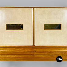 画像をギャラリービューアに読み込む, Wood and parchment highboard by Palazzi dell'Arte, 1950s