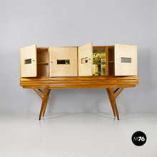 画像をギャラリービューアに読み込む, Wood and parchment highboard by Palazzi dell'Arte, 1950s