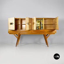 画像をギャラリービューアに読み込む, Wood and parchment highboard by Palazzi dell'Arte, 1950s