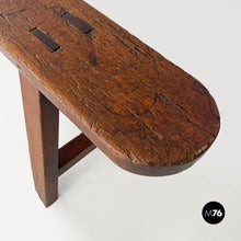 Load image into Gallery viewer, Narrow solid wood bench, 1930s
