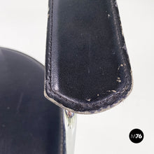 将图片加载到图库查看器,Black leather and chromed metal chair, 1980s