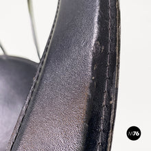 将图片加载到图库查看器,Black leather and chromed metal chair, 1980s