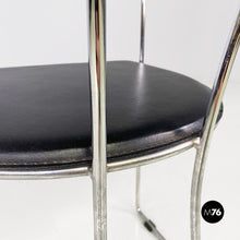 将图片加载到图库查看器,Black leather and chromed metal chair, 1980s
