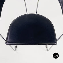 将图片加载到图库查看器,Black leather and chromed metal chair, 1980s