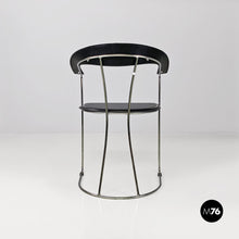 将图片加载到图库查看器,Black leather and chromed metal chair, 1980s