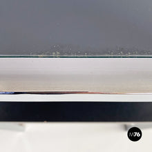 将图片加载到图库查看器,Chromed steel, wood and glass table for stereo and vinyls, 1990s
