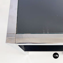 将图片加载到图库查看器,Chromed steel, wood and glass table for stereo and vinyls, 1990s