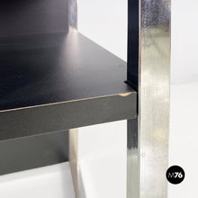 将图片加载到图库查看器,Chromed steel, wood and glass table for stereo and vinyls, 1990s