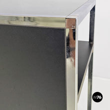 将图片加载到图库查看器,Chromed steel, wood and glass table for stereo and vinyls, 1990s