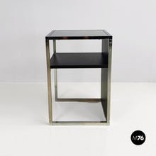 将图片加载到图库查看器,Chromed steel, wood and glass table for stereo and vinyls, 1990s