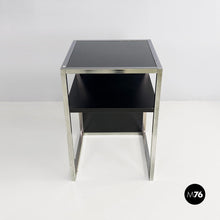 将图片加载到图库查看器,Chromed steel, wood and glass table for stereo and vinyls, 1990s