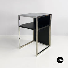 将图片加载到图库查看器,Chromed steel, wood and glass table for stereo and vinyls, 1990s