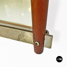 Load image into Gallery viewer, Teak and steel wall mirror by Stildomus, 1960s