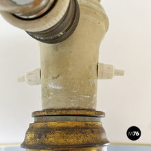 画像をギャラリービューアに読み込む, Green wood, white fabric and brass floor lamp, 1950s