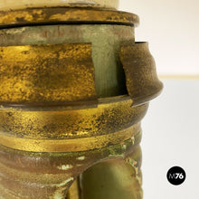 画像をギャラリービューアに読み込む, Green wood, white fabric and brass floor lamp, 1950s