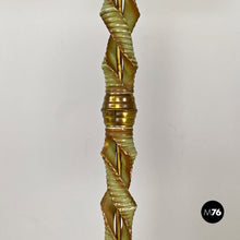 画像をギャラリービューアに読み込む, Green wood, white fabric and brass floor lamp, 1950s