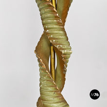 画像をギャラリービューアに読み込む, Green wood, white fabric and brass floor lamp, 1950s