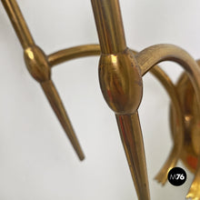 Load image into Gallery viewer, Brass appliques with two lights points, 1950s