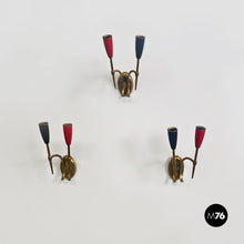 Load image into Gallery viewer, Brass appliques with two lights points, 1950s