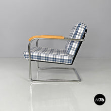 Load image into Gallery viewer, Blue tartan armchair 1435 by Werner Max Moser for Embru, 2000s