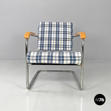 Load image into Gallery viewer, Blue tartan armchair 1435 by Werner Max Moser for Embru, 2000s