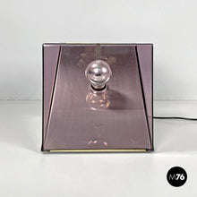 画像をギャラリービューアに読み込む, Metal and purple plexiglass table lamp by Iter Elettronica, 1970s