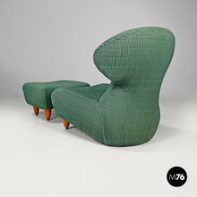 Load image into Gallery viewer, Green fabric armchair and pouf Femina Body by Annie Hiéronimus for Ligne Roset, 1990s