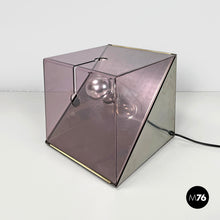 画像をギャラリービューアに読み込む, Metal and purple plexiglass table lamp by Iter Elettronica, 1970s