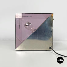 画像をギャラリービューアに読み込む, Metal and purple plexiglass table lamp by Iter Elettronica, 1970s