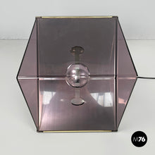 画像をギャラリービューアに読み込む, Metal and purple plexiglass table lamp by Iter Elettronica, 1970s