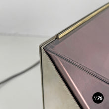 画像をギャラリービューアに読み込む, Metal and purple plexiglass table lamp by Iter Elettronica, 1970s