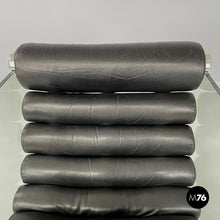 将图片加载到图库查看器,Black leather and glass armchairs Hyaline by Fabio Lenci for Comfort Line, 1970s