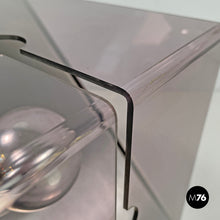 画像をギャラリービューアに読み込む, Metal and purple plexiglass table lamp by Iter Elettronica, 1970s