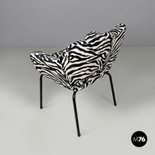 Load image into Gallery viewer, Armchair in zebra fabric and black metal, 1970s