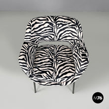 Load image into Gallery viewer, Armchair in zebra fabric and black metal, 1970s