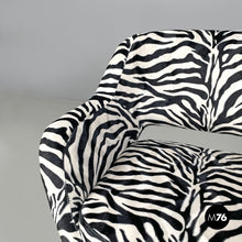 Load image into Gallery viewer, Armchair in zebra fabric and black metal, 1970s