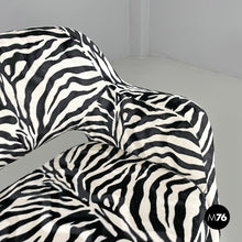 Load image into Gallery viewer, Armchair in zebra fabric and black metal, 1970s