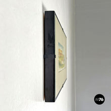 画像をギャラリービューアに読み込む, Watercolor landscape painting with black wooden frame, 1990s