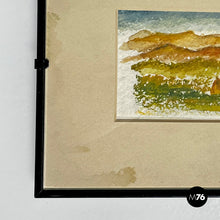 画像をギャラリービューアに読み込む, Watercolor landscape painting with black wooden frame, 1990s