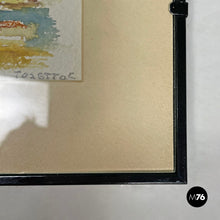 画像をギャラリービューアに読み込む, Watercolor landscape painting with black wooden frame, 1990s