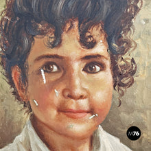 画像をギャラリービューアに読み込む, Tempera colors painting with a baby by G. Colonello, 1900s