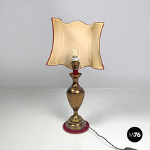 Load image into Gallery viewer, Table lamp with red fabric shade, 1950s